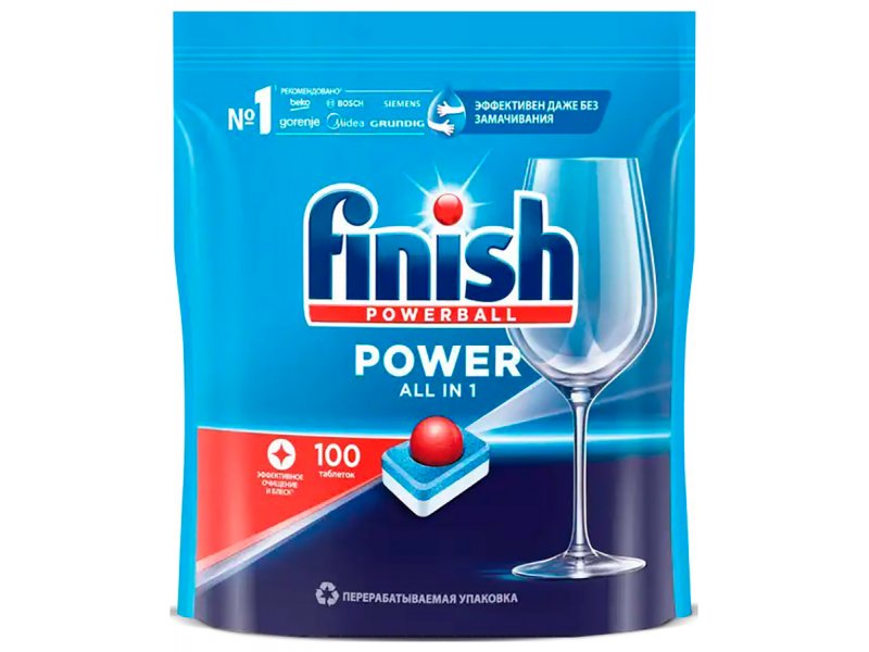 Таблетки для посудомоечных машин Finish Power, 100 шт