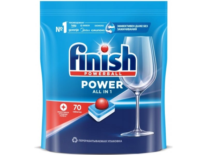 Таблетки для посудомоечных машин Finish Power, 70 шт