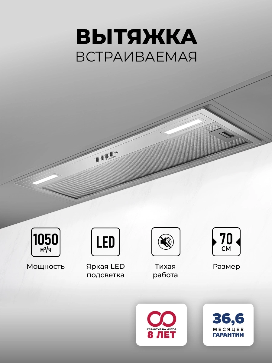 Встраиваемая вытяжка Lex Hyper 900 IX нержавеющая сталь, фото 4