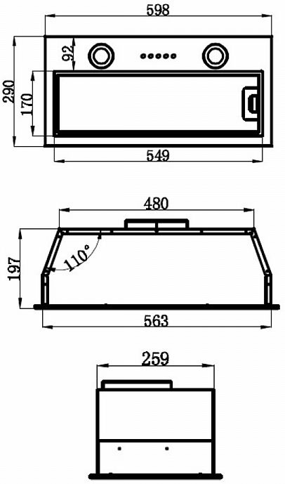 Встраиваемая вытяжка Maunfeld Thames 601PM черный, фото 3